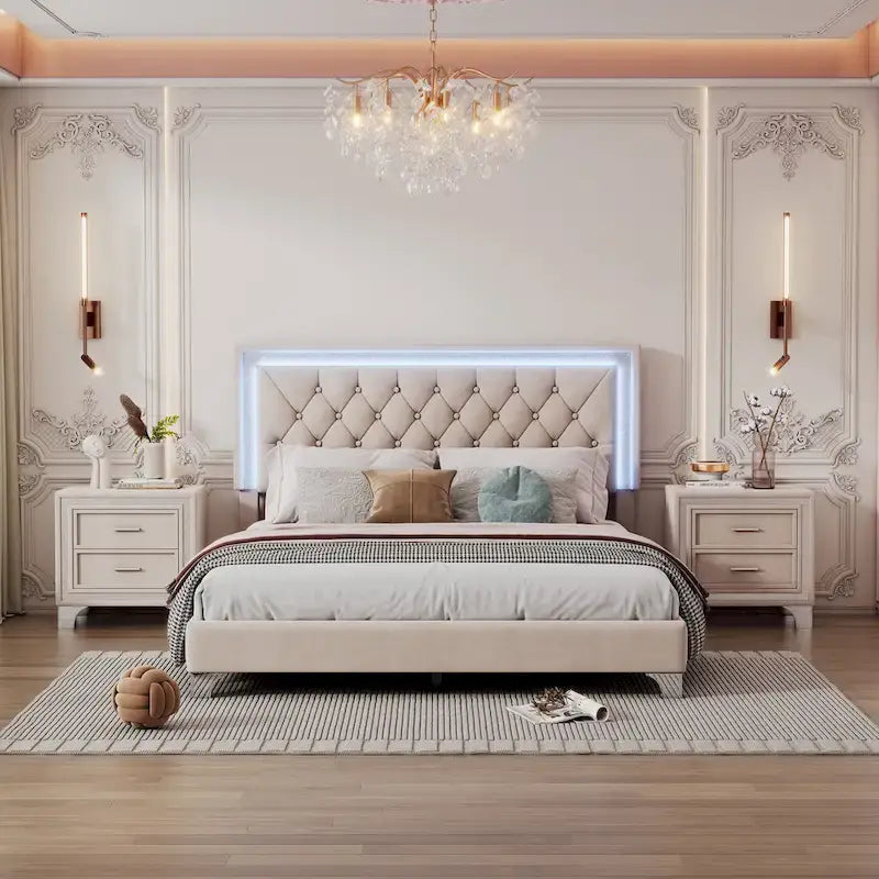 Letto imbottito con piattaforma (controlla le opzioni prima di effettuare un ordine)