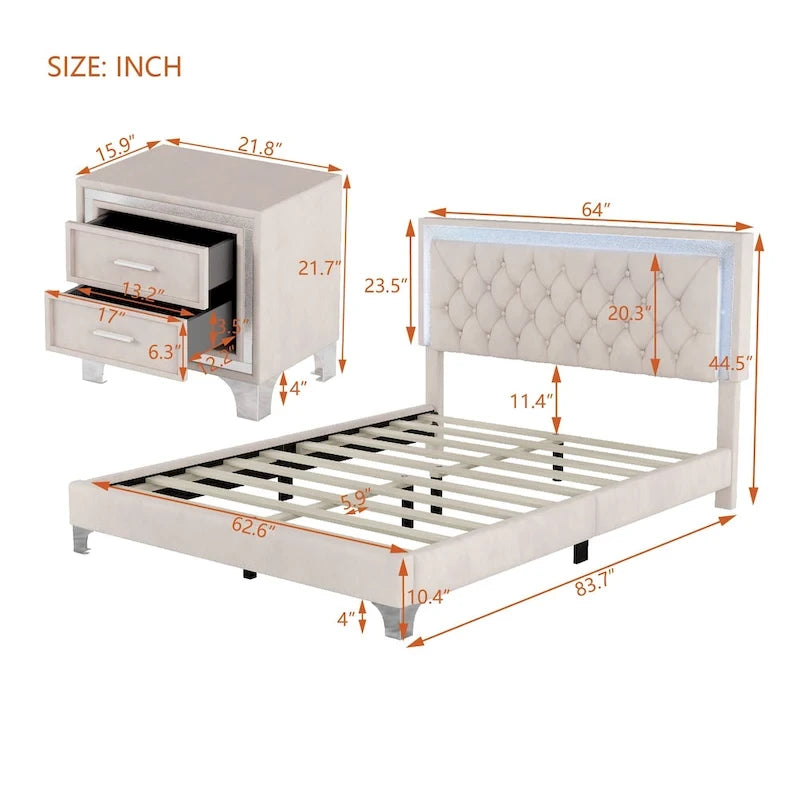 Letto imbottito con piattaforma (controlla le opzioni prima di effettuare un ordine)