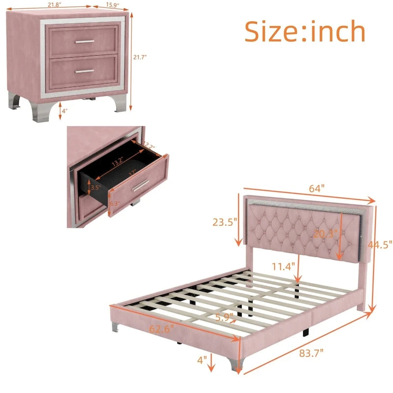Letto imbottito con piattaforma (controlla le opzioni prima di effettuare un ordine)
