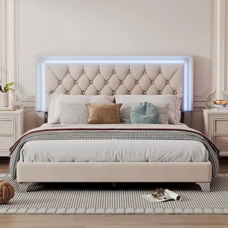 Letto imbottito con piattaforma (controlla le opzioni prima di effettuare un ordine)