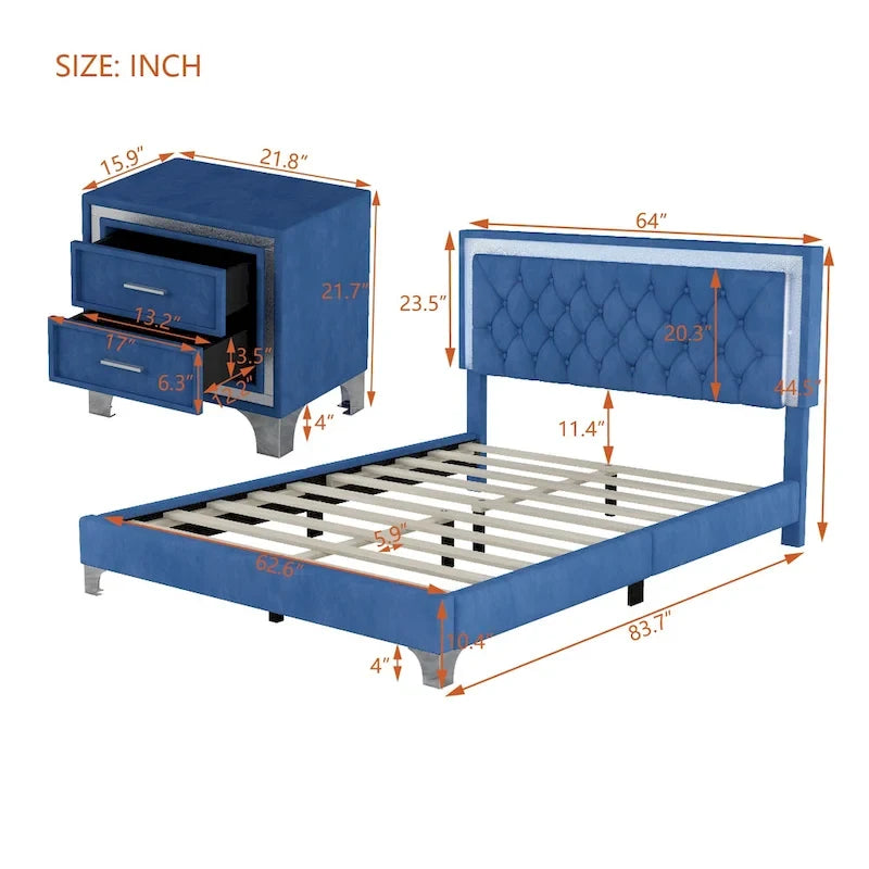 Letto imbottito con piattaforma (controlla le opzioni prima di effettuare un ordine)