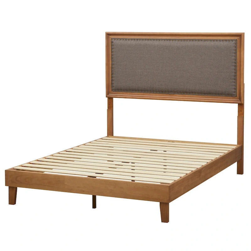Letto a piattaforma Queen imbottito Shaye con testiera trapuntata