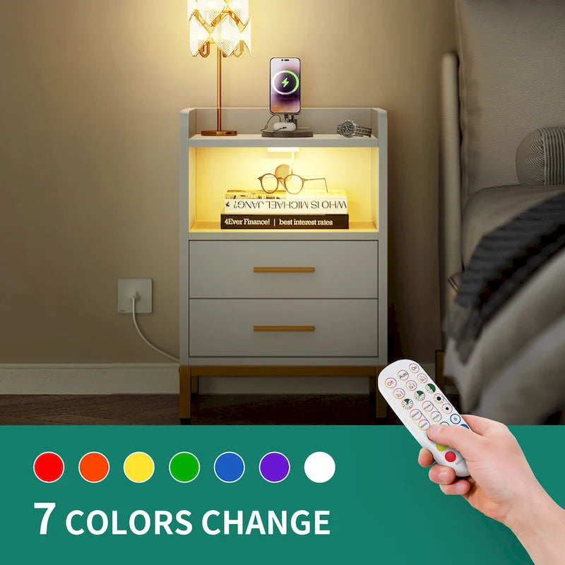 Set di 2 comodini con 2 cassetti e ripiano aperto