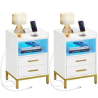 Set di 2 comodini con 2 cassetti e ripiano aperto