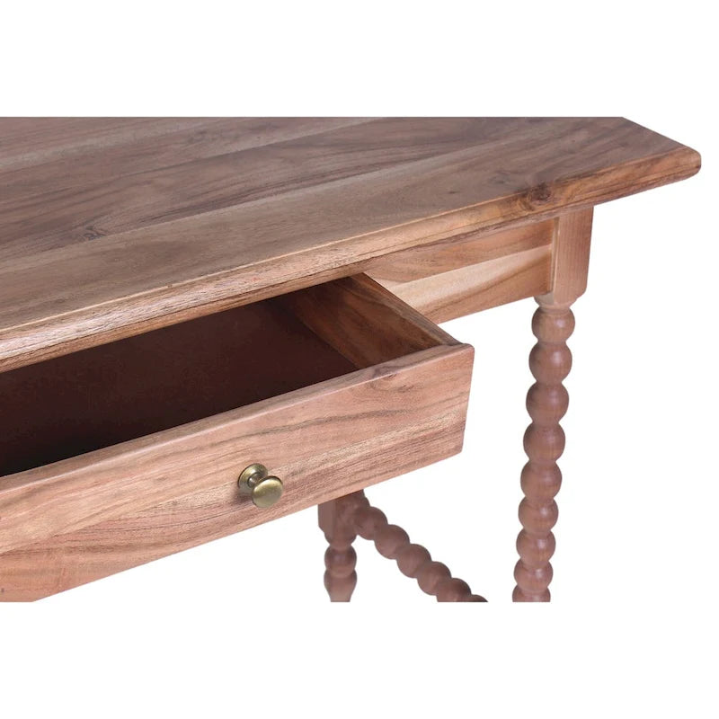 Scrivania Delisle Mid-Century a 1 cassetto in acacia, marrone chiaro