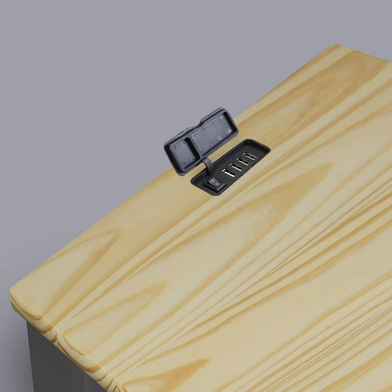 Comodino a 1 cassetto in legno massello con ripiano a giorno