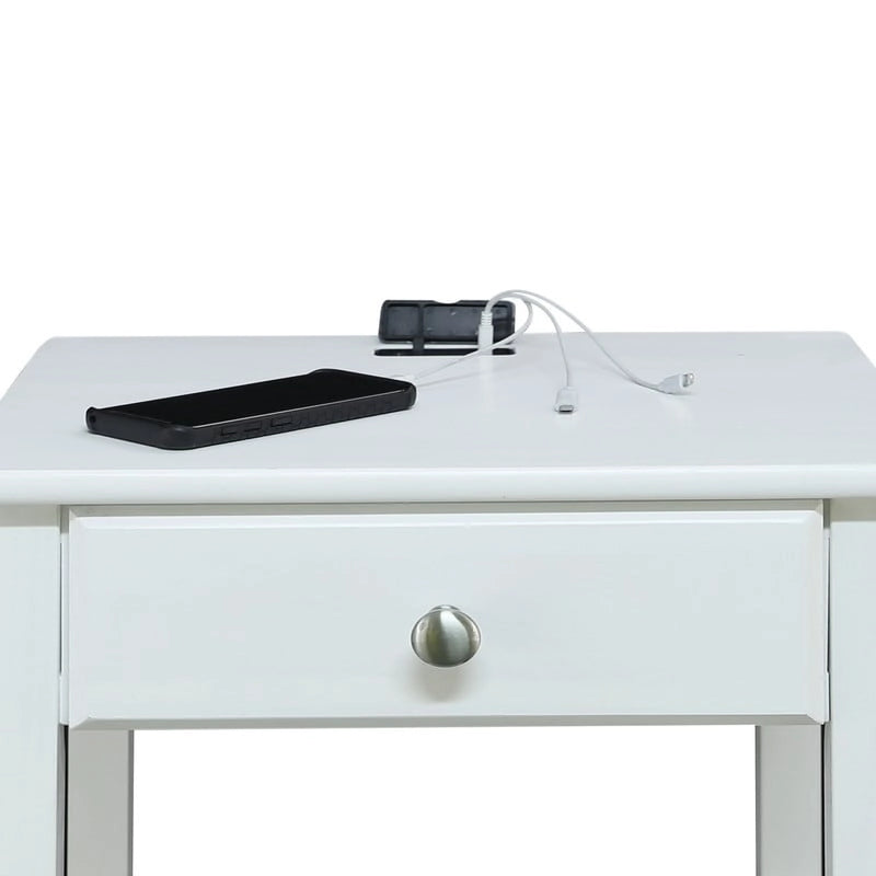 Comodino a 1 cassetto in legno massello con ripiano a giorno