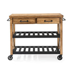 Carrello da cucina in legno massello Roots con ripiani e ruote