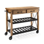 Carrello da cucina in legno massello Roots con ripiani e ruote
