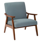 Poltrona Karkkila Mid-Century imbottita con gambe in legno