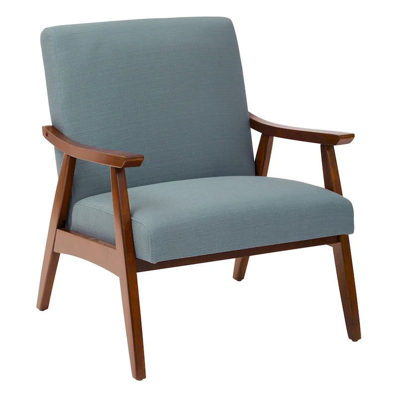 Poltrona Karkkila Mid-Century imbottita con gambe in legno