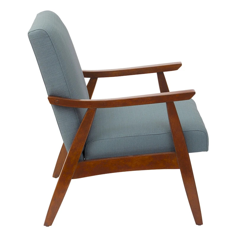 Poltrona Karkkila Mid-Century imbottita con gambe in legno