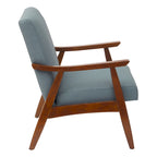 Poltrona Karkkila Mid-Century imbottita con gambe in legno