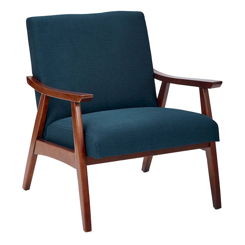 Poltrona Karkkila Mid-Century imbottita con gambe in legno