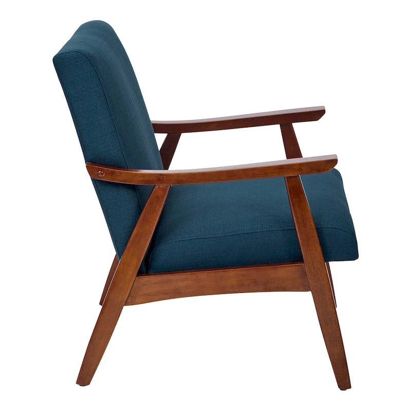 Poltrona Karkkila Mid-Century imbottita con gambe in legno