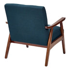 Poltrona Karkkila Mid-Century imbottita con gambe in legno