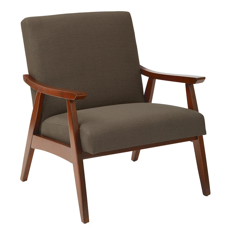 Poltrona Karkkila Mid-Century imbottita con gambe in legno