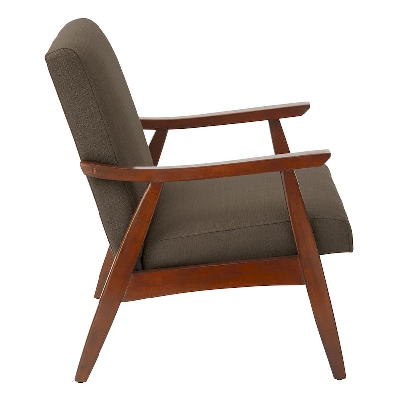 Poltrona Karkkila Mid-Century imbottita con gambe in legno