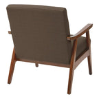 Poltrona Karkkila Mid-Century imbottita con gambe in legno