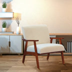 Poltrona Karkkila Mid-Century imbottita con gambe in legno