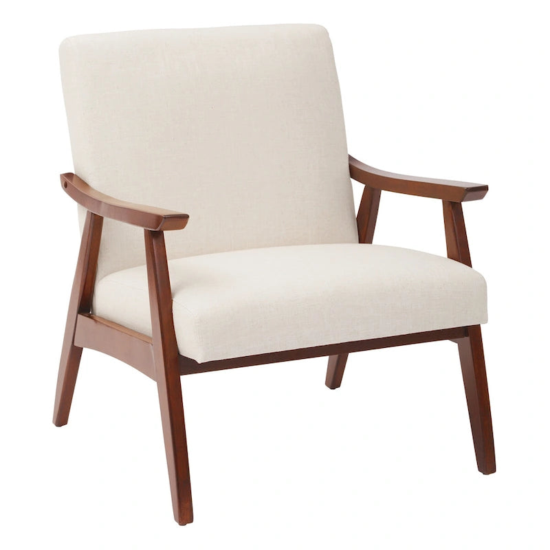 Poltrona Karkkila Mid-Century imbottita con gambe in legno