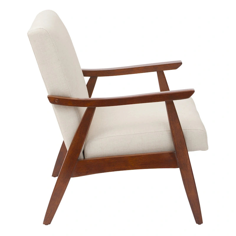 Poltrona Karkkila Mid-Century imbottita con gambe in legno