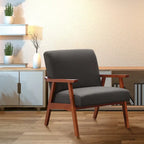 Poltrona Karkkila Mid-Century imbottita con gambe in legno