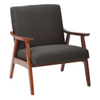 Poltrona Karkkila Mid-Century imbottita con gambe in legno