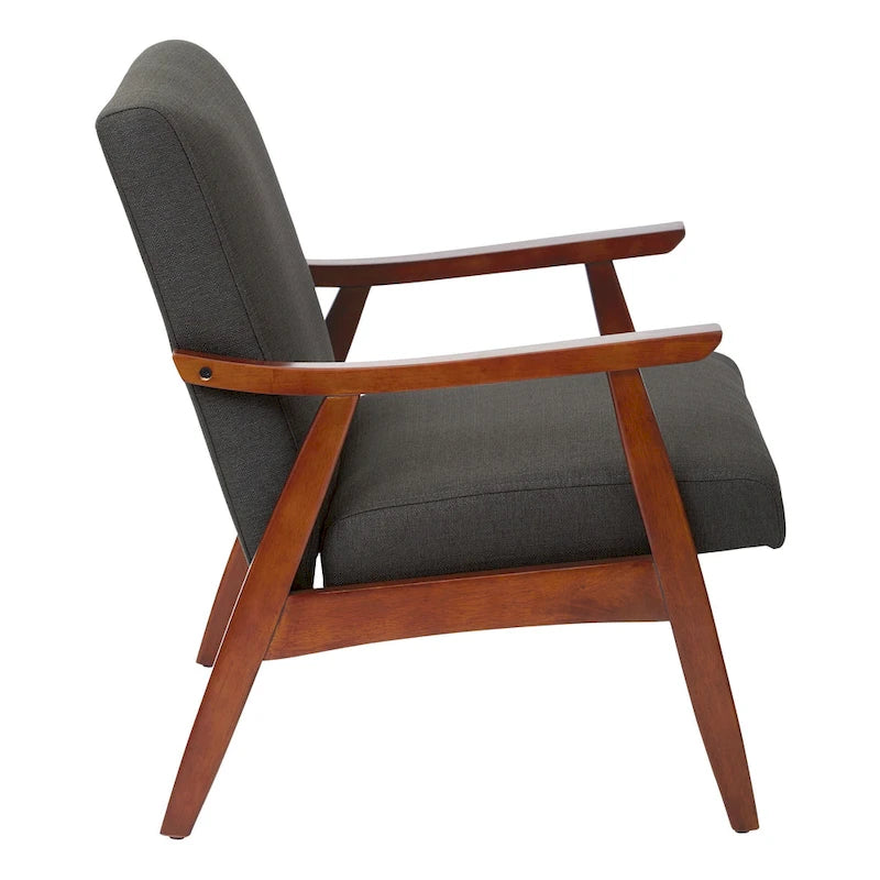 Poltrona Karkkila Mid-Century imbottita con gambe in legno