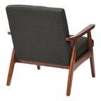 Poltrona Karkkila Mid-Century imbottita con gambe in legno