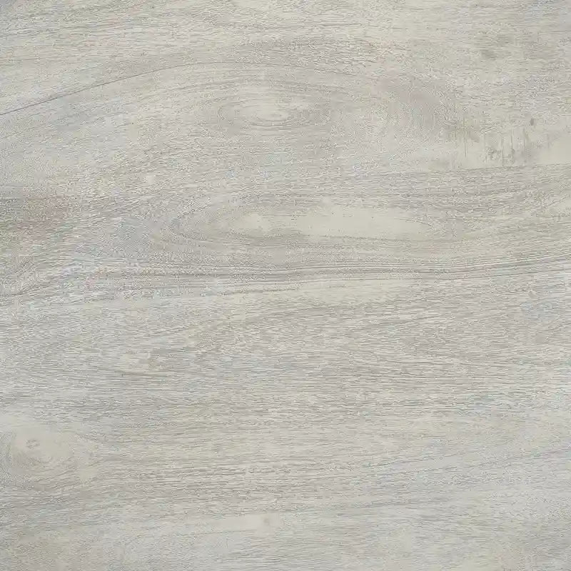 Tavolo da pranzo da 42 pollici in legno di mango lavorato a mano, base a piedistallo, piano rotondo modellato, bianco lavato, grigio