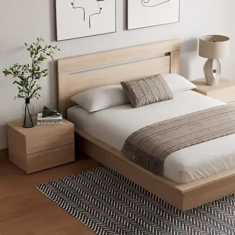 Set mobili camera da letto Malibu 4 pezzi con letto e comò