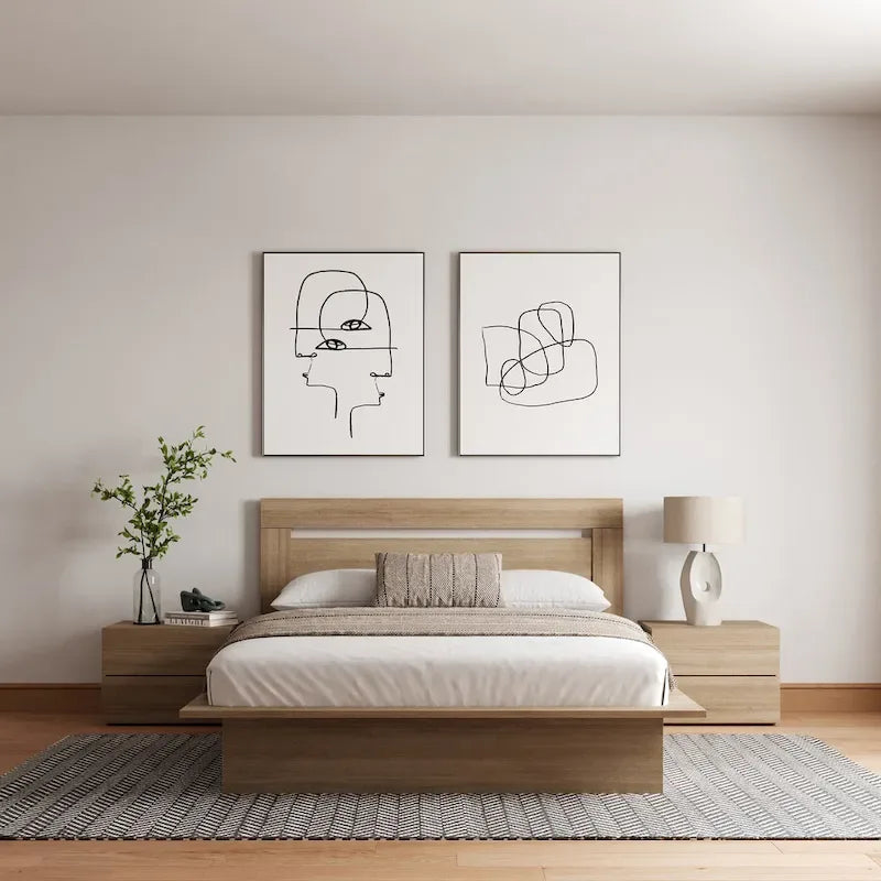 Set mobili camera da letto Malibu 4 pezzi con letto e comò