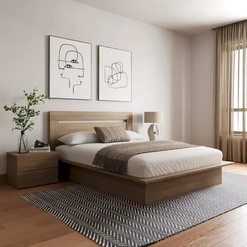 Set mobili camera da letto Malibu 4 pezzi con letto e comò