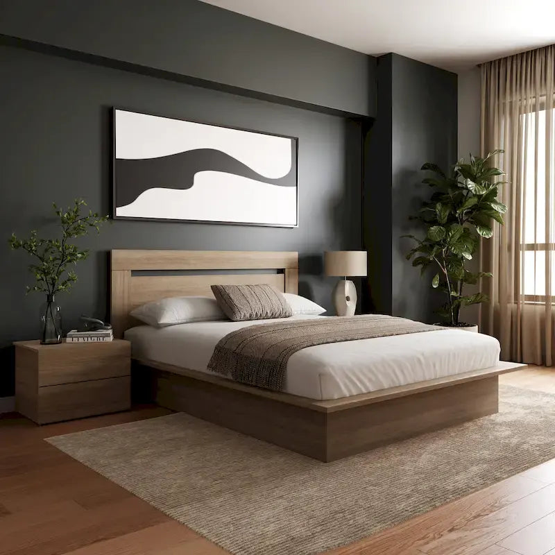 Set mobili camera da letto Malibu 4 pezzi con letto e comò