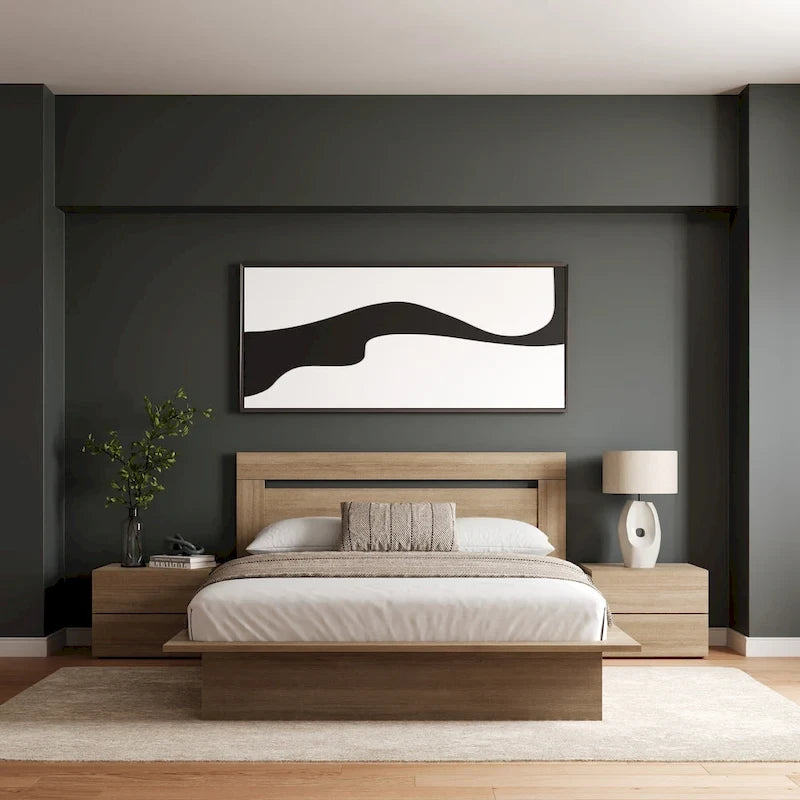 Set mobili camera da letto Malibu 4 pezzi con letto e comò