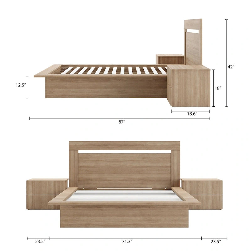 Set mobili camera da letto Malibu 4 pezzi con letto e comò