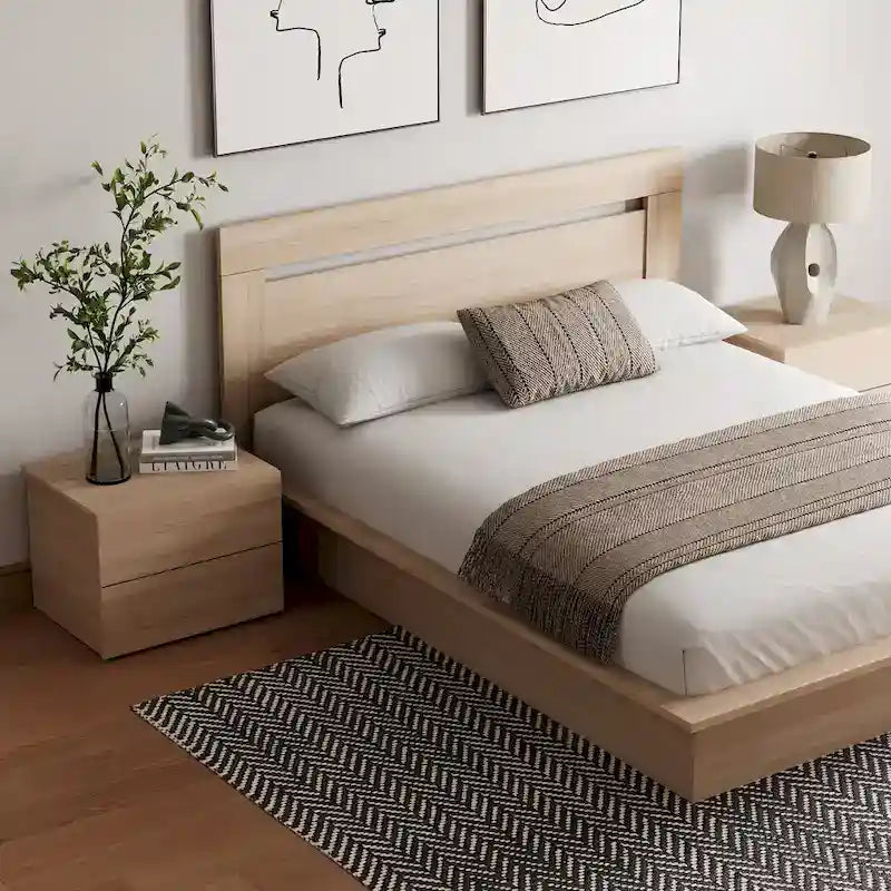Set mobili camera da letto Malibu 4 pezzi con letto e comò