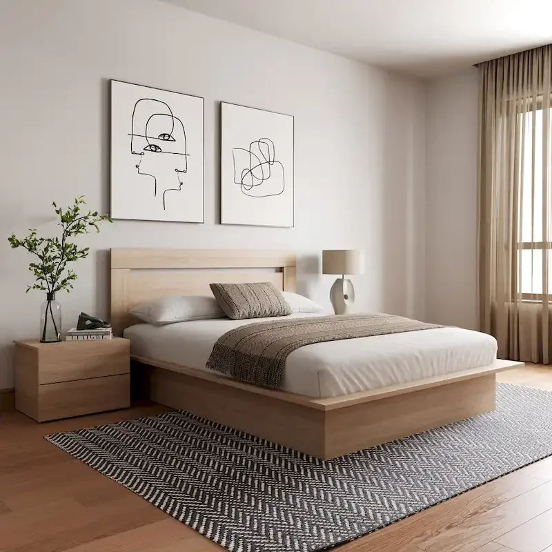Set mobili camera da letto Malibu 4 pezzi con letto e comò