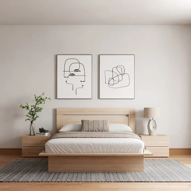 Set mobili camera da letto Malibu 4 pezzi con letto e comò
