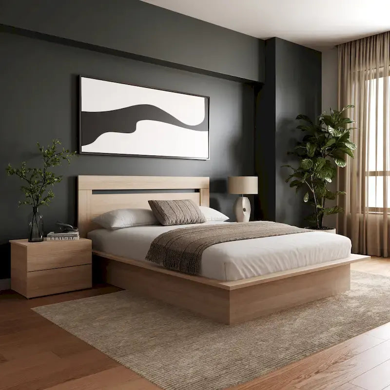 Set mobili camera da letto Malibu 4 pezzi con letto e comò