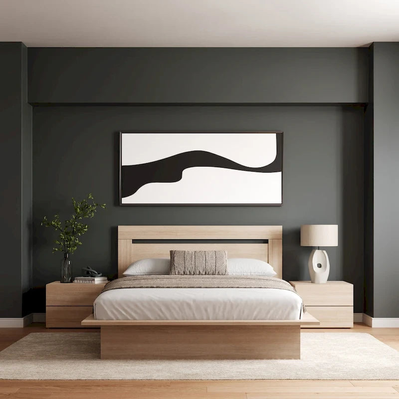 Set mobili camera da letto Malibu 4 pezzi con letto e comò