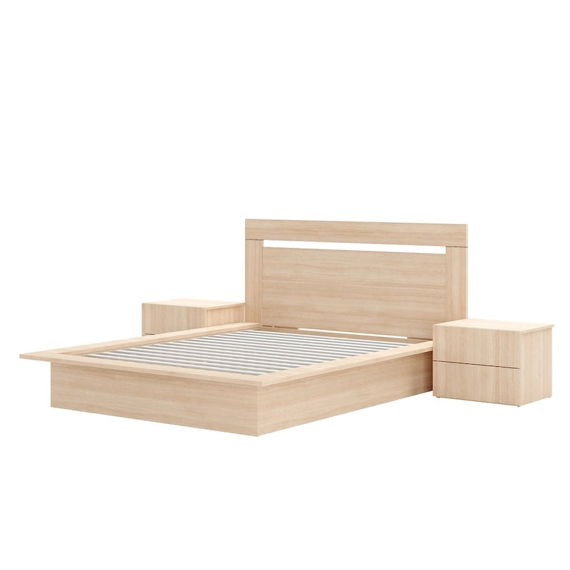 Set mobili camera da letto Malibu 4 pezzi con letto e comò