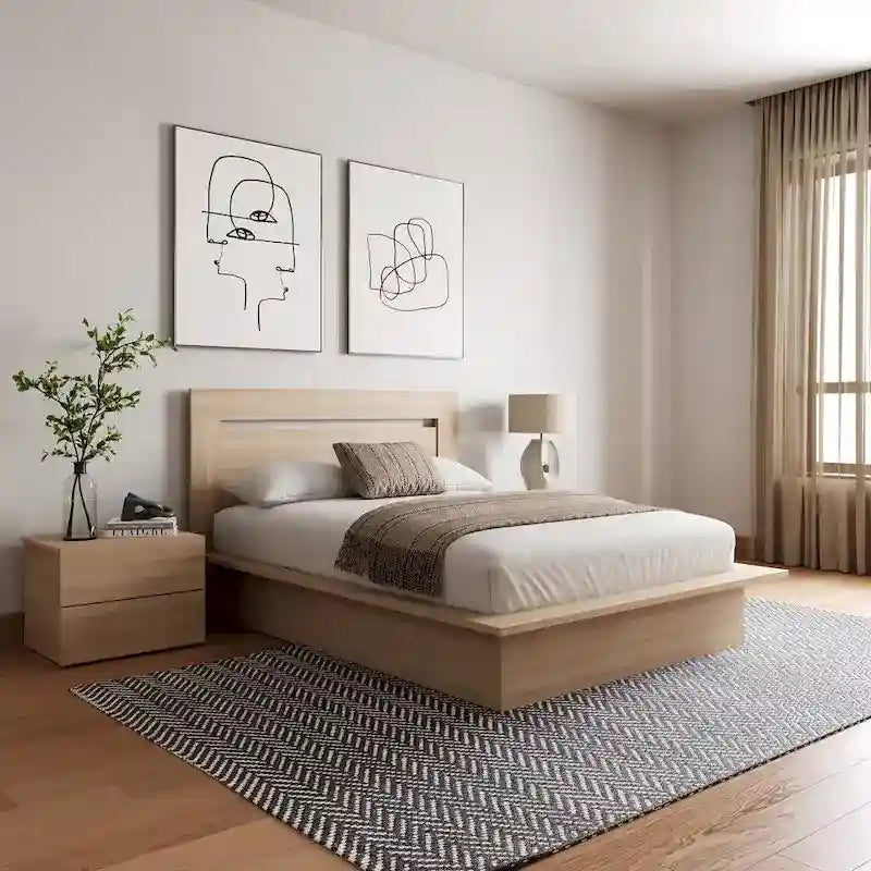 Set mobili camera da letto Malibu 4 pezzi con letto e comò