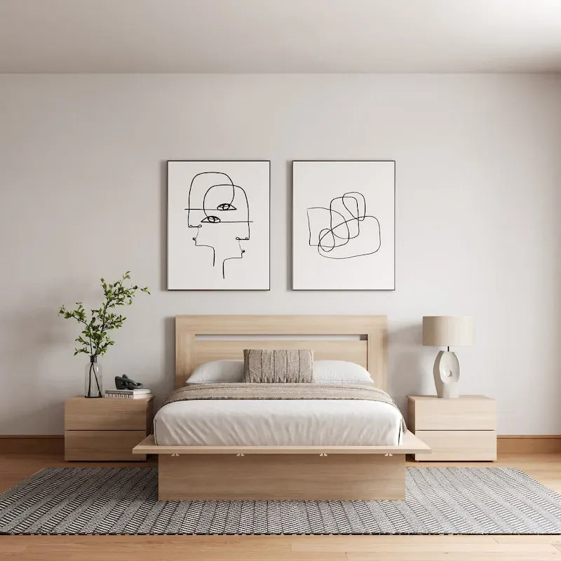 Set mobili camera da letto Malibu 4 pezzi con letto e comò