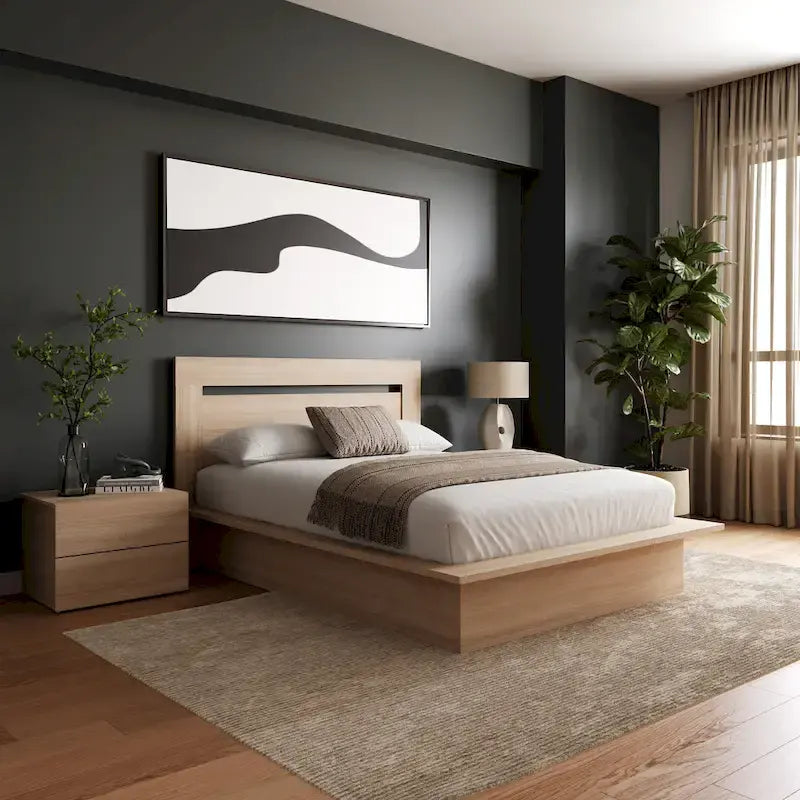 Set mobili camera da letto Malibu 4 pezzi con letto e comò
