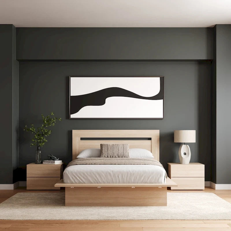 Set mobili camera da letto Malibu 4 pezzi con letto e comò