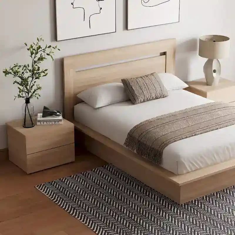 Set mobili camera da letto Malibu 4 pezzi con letto e comò