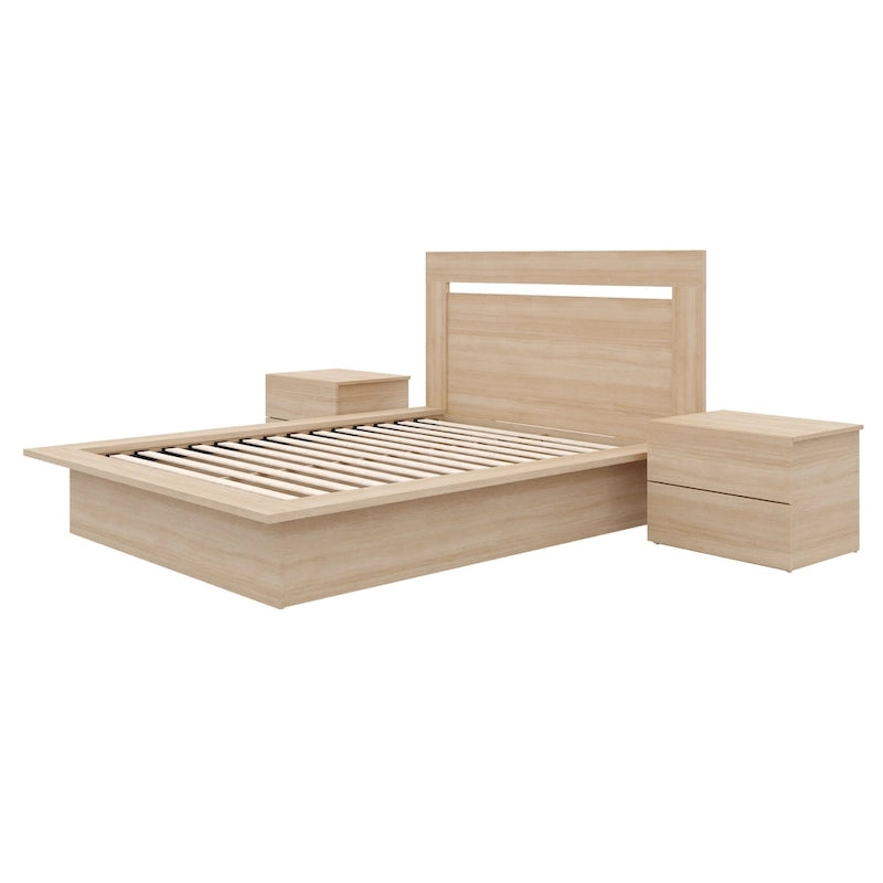 Set mobili camera da letto Malibu 4 pezzi con letto e comò