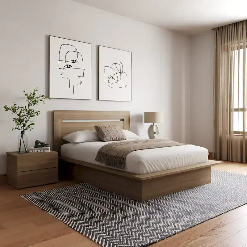 Set mobili camera da letto Malibu 4 pezzi con letto e comò